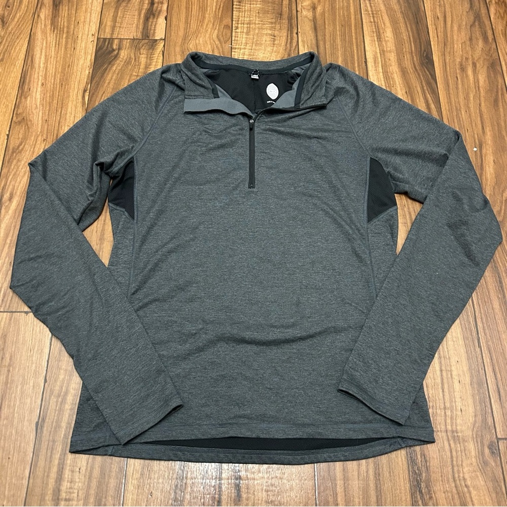 Club Ride Cycling Shirt Men Medium Gray 1/4 Zip Pullover Performance Long Sleeve